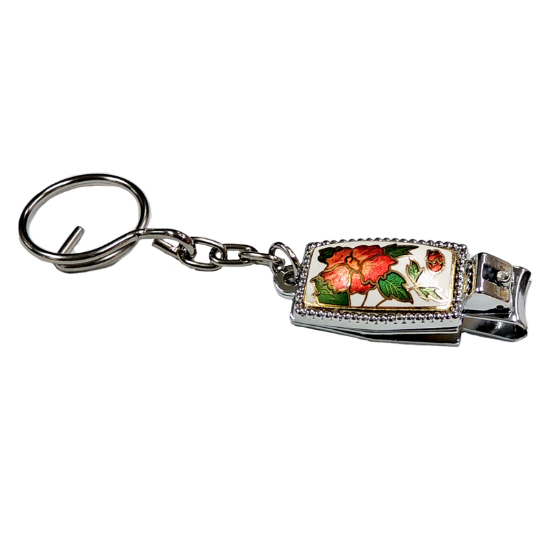 enamel rectangle-shaped nail clipper key chain